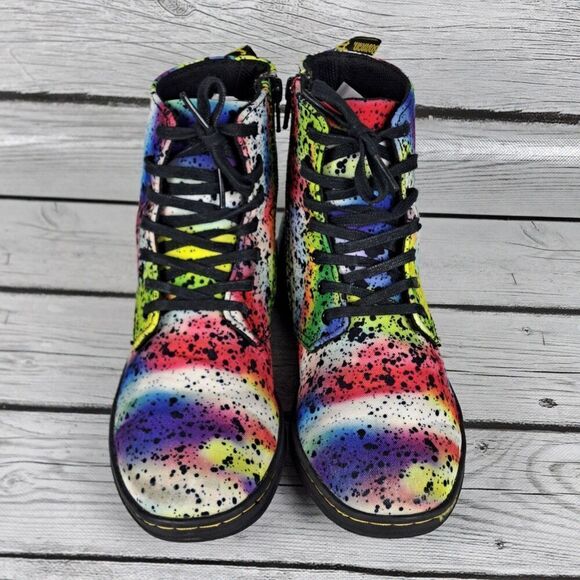 Dr. Martens Marley Hackney Booties AirWair Canvas Splatter Paint Youth 3 - Picture 4 of 11